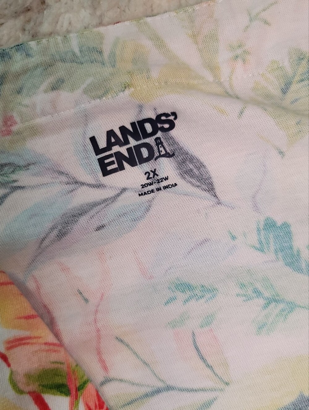 LANDS END 100% Cotton Vibrant Floral Print Sleeveless Dress Women's Size 2X - Picture 4 of 7